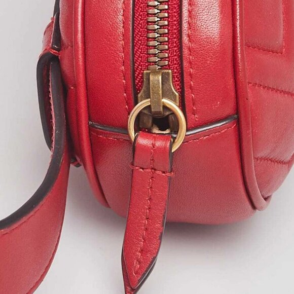 Gucci Red Quilted Leather GG Marmont Waist Belt Bag - Picture 6 of 11